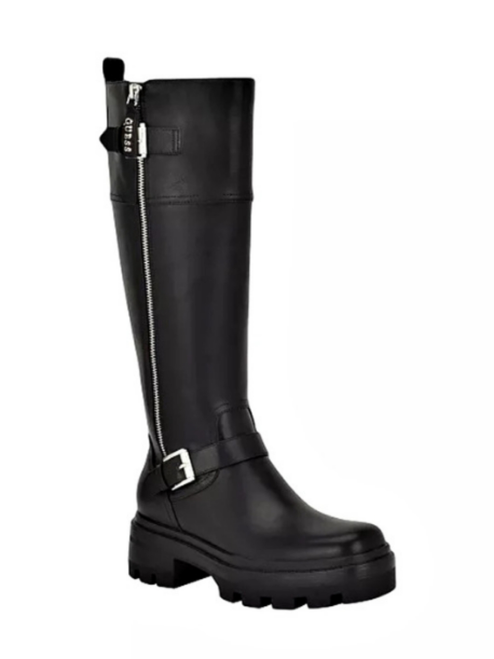 GUESS Yanky Tall Buckled Moto Lug Boots Black US 5M Or 6m
